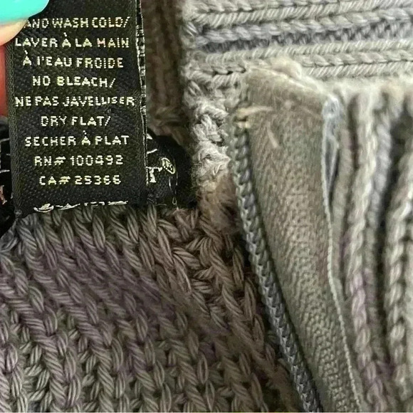 Pure Handknit 100% Cotton Loose Knit Sleeveless Oversize Zip Cardigan Size M/L - Picture 12 of 13